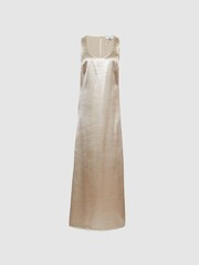 Reiss Silver Lottie Metallic Maxi Dress - Image 2 of 6