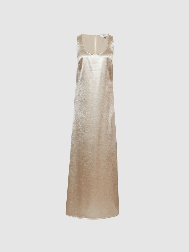 Reiss Silver Lottie Metallic Maxi Dress - Image 2 of 6