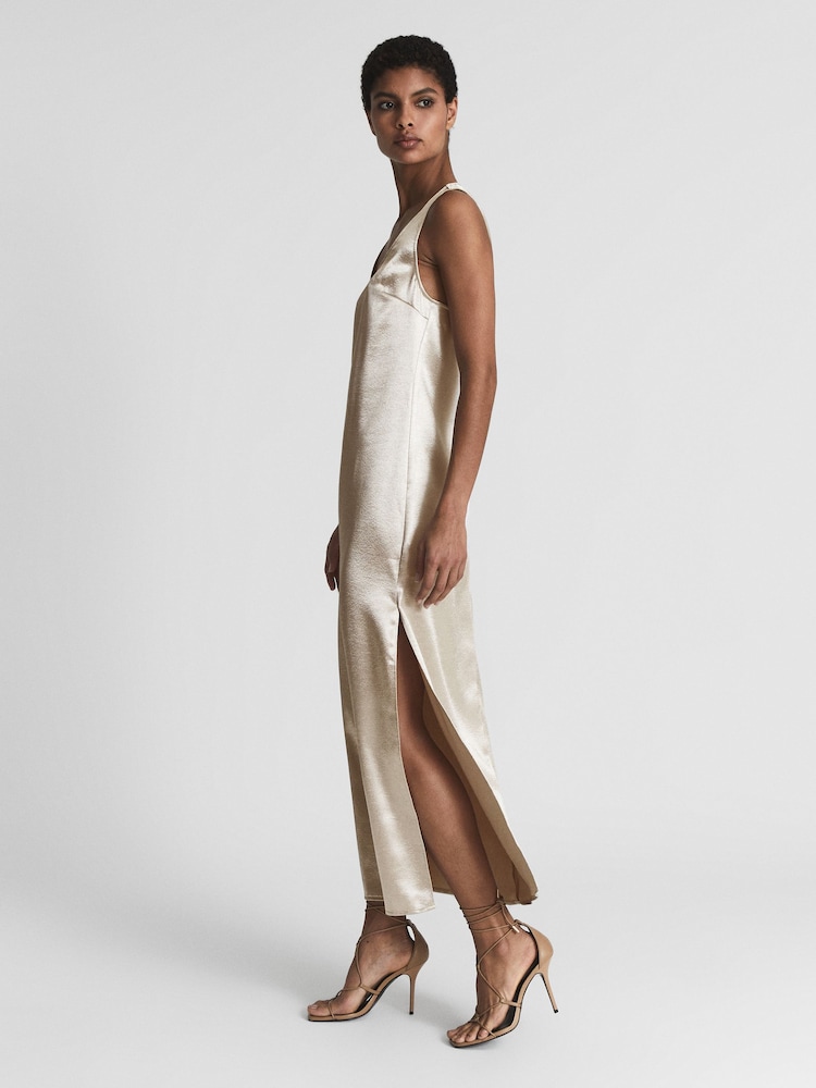 Reiss Silver Lottie Metallic Maxi Dress - Image 6 of 6