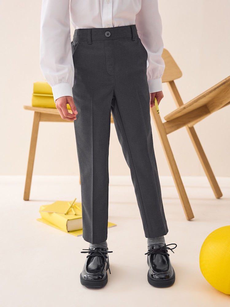 Grey Pull-On Waist Plain Front School Trousers (3-17yrs) - Image 1 of 5