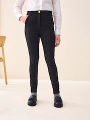 Black Senior Gold Snap High Waisted Skinny Stretch School Trousers (9-17yrs) - Image 1 of 7