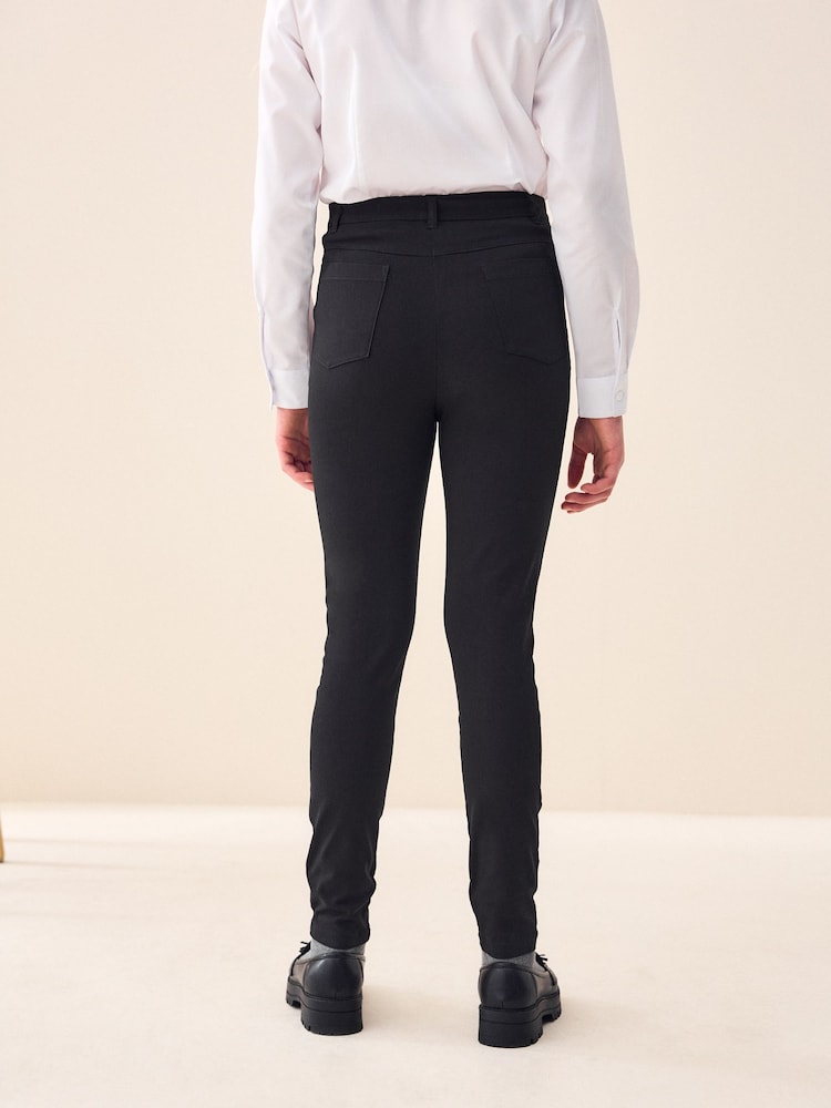 Black Senior Gold Snap High Waisted Skinny Stretch School Trousers (9-17yrs) - Image 2 of 7