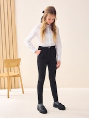 Black Senior Gold Snap High Waisted Skinny Stretch School Trousers (9-17yrs) - Image 3 of 7