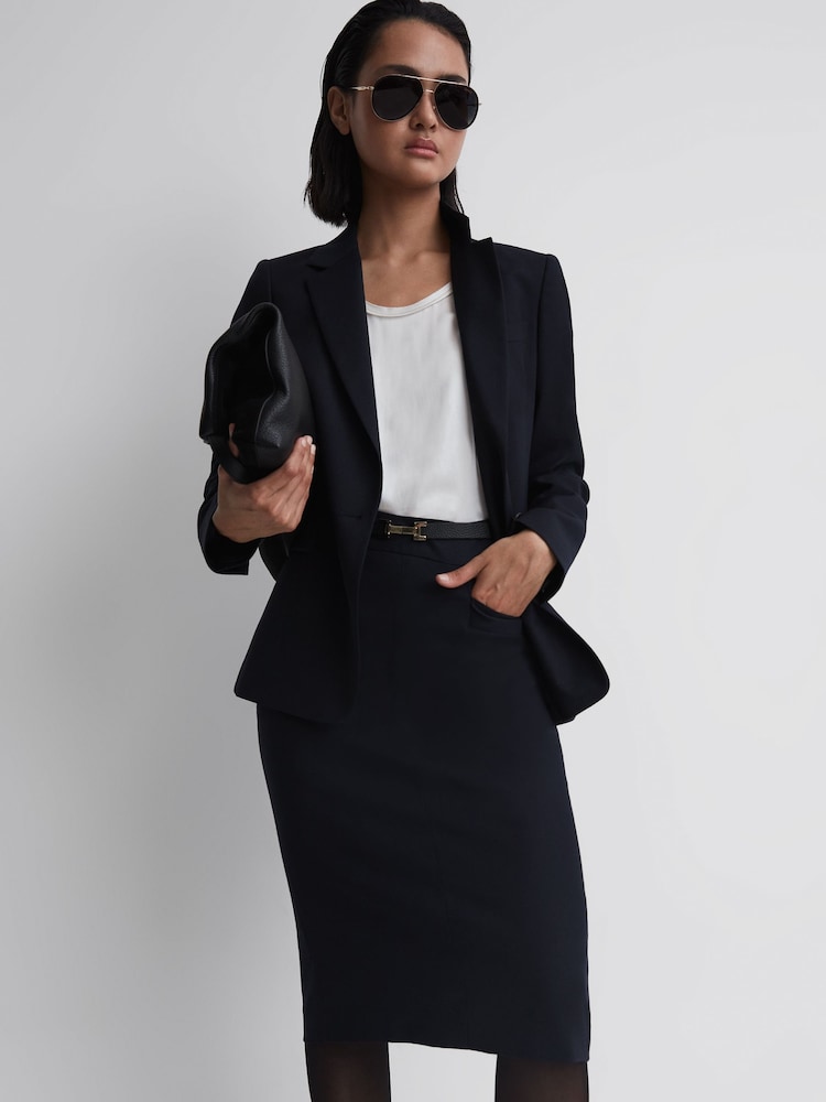 Reiss Navy Haisley Tailored Pencil Skirt - Image 1 of 5