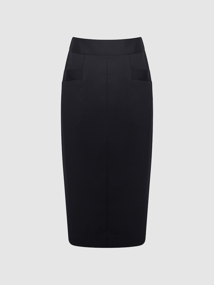 Reiss Navy Haisley Tailored Pencil Skirt - Image 2 of 5