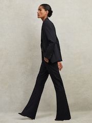 Reiss Navy Haisley Wool-Blend Tailored Flared Suit Trousers - Image 1 of 6