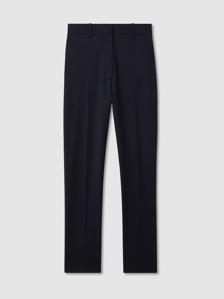 Reiss Navy Haisley Wool-Blend Tailored Flared Suit Trousers - Image 2 of 6
