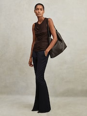 Reiss Navy Haisley Wool-Blend Tailored Flared Suit Trousers - Image 3 of 6