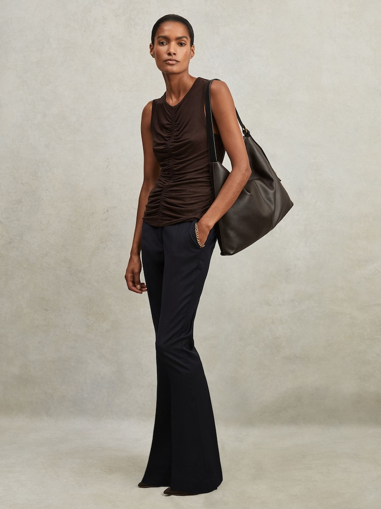 marine - Pantalon de costume évasé Reiss HaisleyBlend mélangée - Image 3 of 6