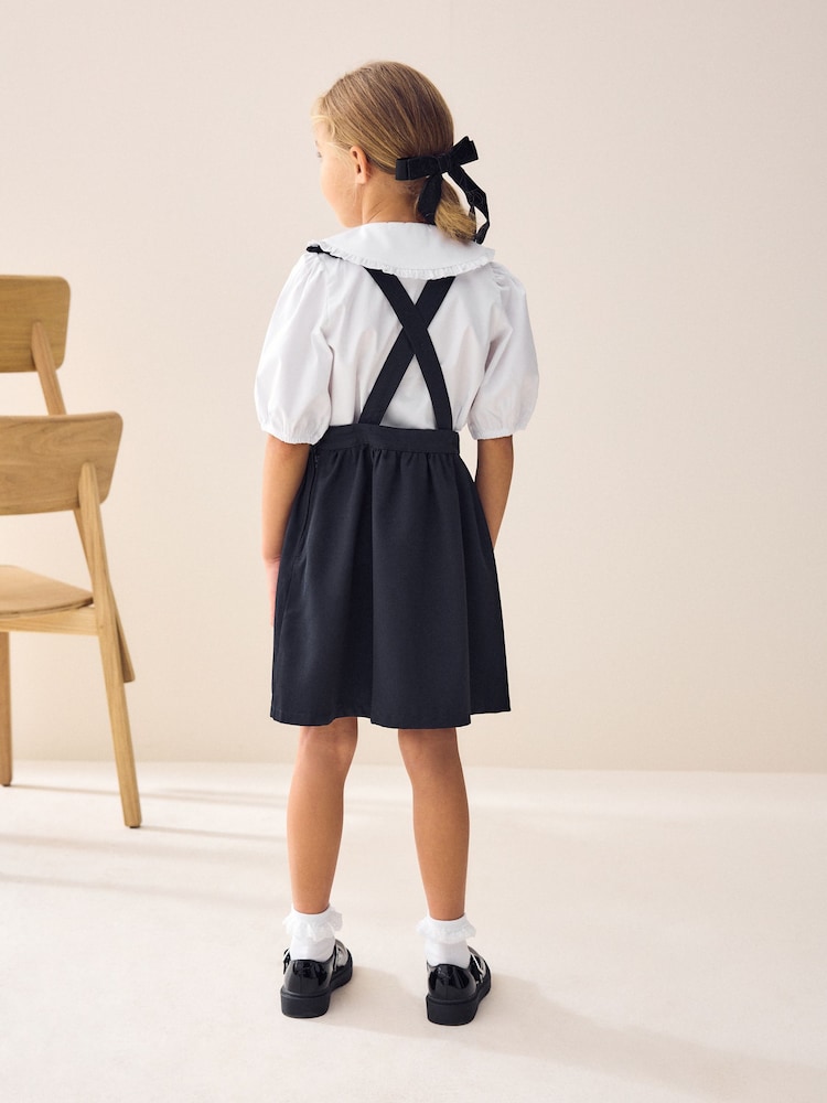 Navy Blue Ruffle Detail Pinafore School Dress (3-14yrs) - Image 3 of 8