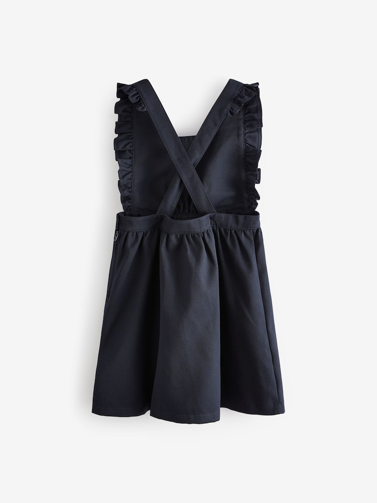 Navy Blue Ruffle Detail Pinafore School Dress (3-14yrs) - Image 7 of 8