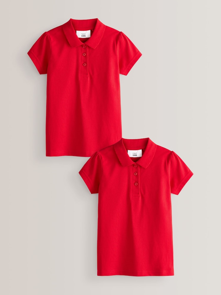 Red Regular Fit 100% Cotton Short Sleeve Polo Shirts 2 Pack (3-16yrs) - Image 1 of 5