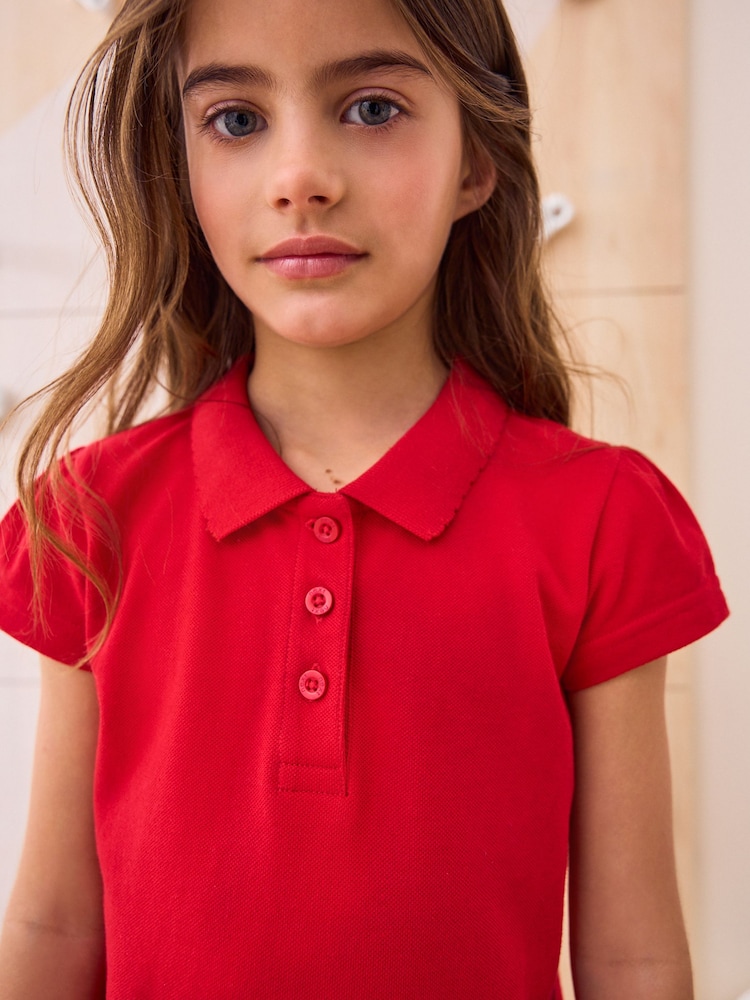 Red Regular Fit 100% Cotton Short Sleeve Polo Shirts 2 Pack (3-16yrs) - Image 6 of 9
