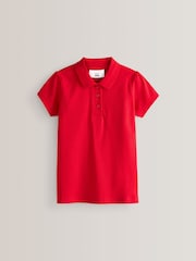 Red Regular Fit 100% Cotton Short Sleeve Polo Shirts 2 Pack (3-16yrs) - Image 7 of 9