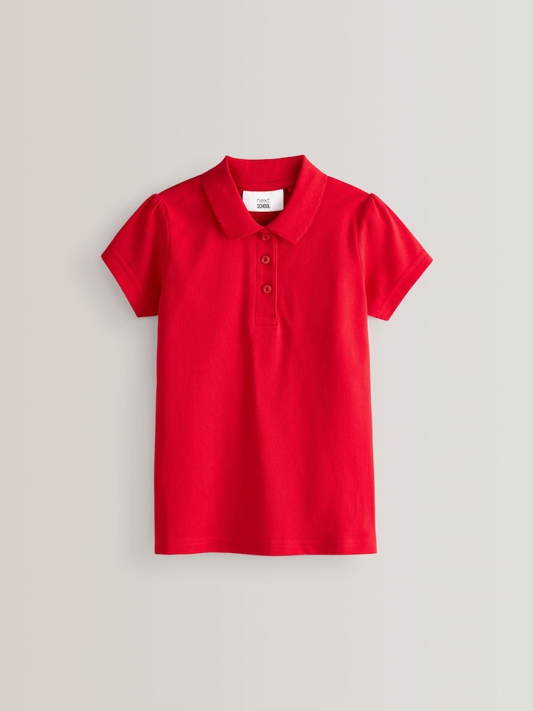 Red Regular Fit 100% Cotton Short Sleeve Polo Shirts 2 Pack (3-16yrs) - Image 7 of 9