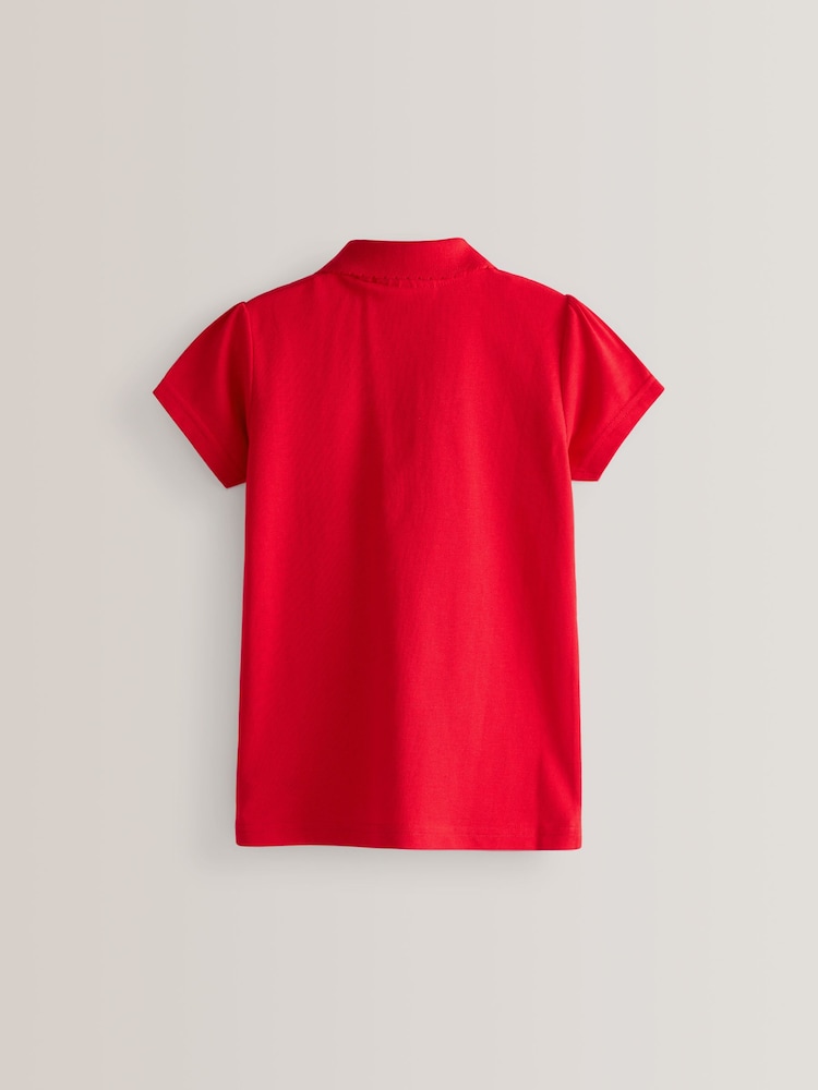 Red Regular Fit 100% Cotton Short Sleeve Polo Shirts 2 Pack (3-16yrs) - Image 8 of 9