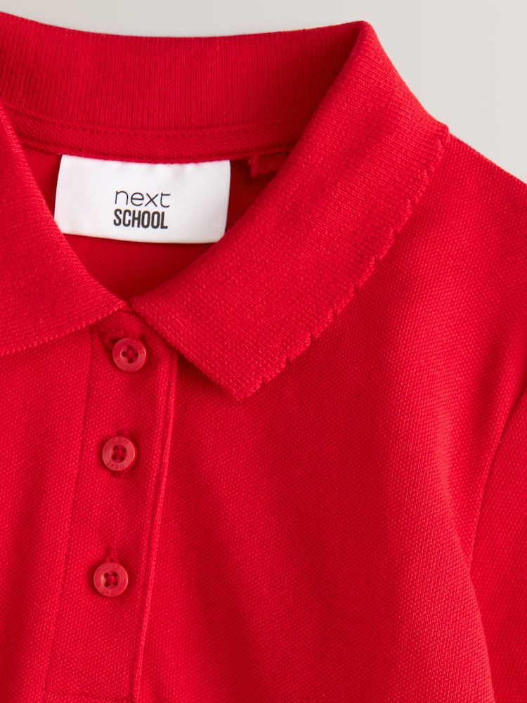 Red Regular Fit 100% Cotton Short Sleeve Polo Shirts 2 Pack (3-16yrs) - Image 9 of 9