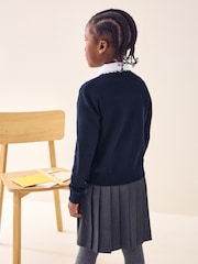 Navy Blue Cotton Rich Scalloped Edge School Cardigan (3-16yrs) - Image 3 of 8