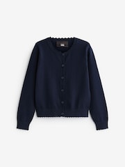 Navy Blue Cotton Rich Scalloped Edge School Cardigan (3-16yrs) - Image 6 of 8