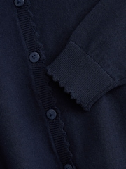 Navy Blue Cotton Rich Scalloped Edge School Cardigan (3-16yrs) - Image 8 of 8