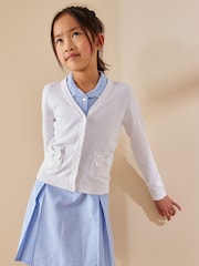 White Cotton Rich Bow Pocket School Cardigan (3-16yrs) - Image 2 of 9