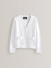 White Cotton Rich Bow Pocket School Cardigan (3-16yrs) - Image 5 of 9