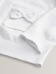 White Cotton Rich Bow Pocket School Cardigan (3-16yrs) - Image 8 of 9