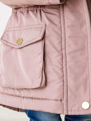rožnata - Next odporen na dež Faux Fur Trim Parka (3mths-7yrs) - Slika 4 iz 6