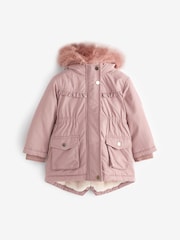 rožnata - Next odporen na dež Faux Fur Trim Parka (3mths-7yrs) - Slika 5 iz 6