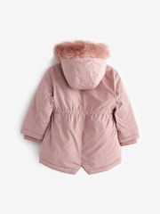 rožnata - Next odporen na dež Faux Fur Trim Parka (3mths-7yrs) - Slika 6 iz 6