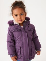 Violet - Parka Next imperméable en fausse fourrure (3 mois-7 ans) - Image 1 of 7