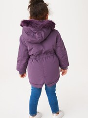 Violet - Parka Next imperméable en fausse fourrure (3 mois-7 ans) - Image 2 of 7