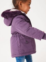 Violet - Parka Next imperméable en fausse fourrure (3 mois-7 ans) - Image 3 of 7