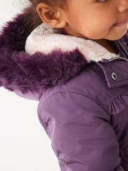 Violet - Parka Next imperméable en fausse fourrure (3 mois-7 ans) - Image 4 of 7