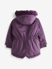 Violet - Parka Next imperméable en fausse fourrure (3 mois-7 ans) - Image 5 of 7