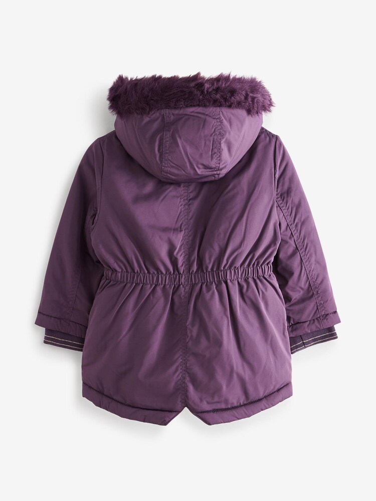 Violet - Parka Next imperméable en fausse fourrure (3 mois-7 ans) - Image 5 of 7