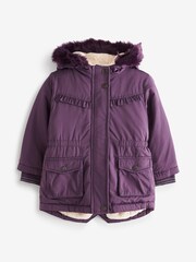 Violet - Parka Next imperméable en fausse fourrure (3 mois-7 ans) - Image 6 of 7