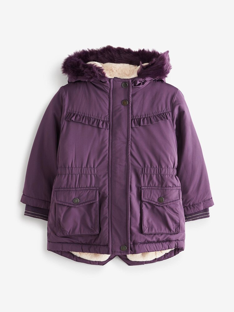 Violet - Parka Next imperméable en fausse fourrure (3 mois-7 ans) - Image 6 of 7