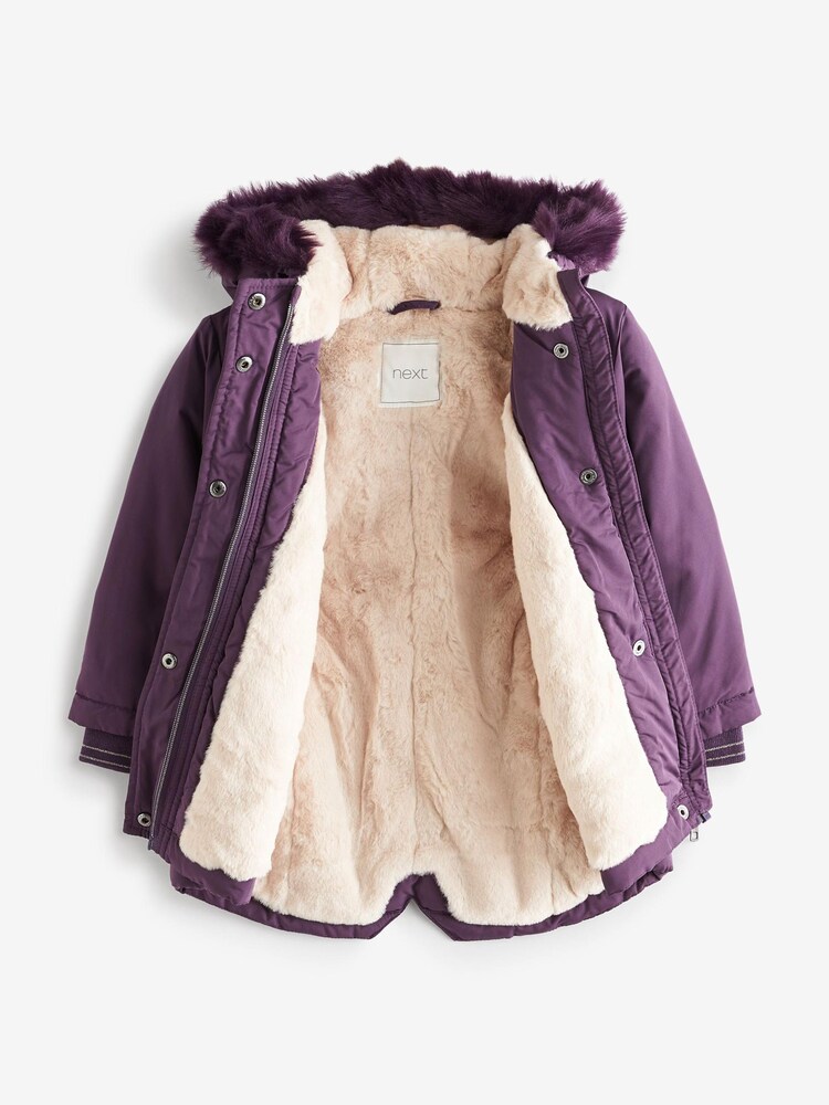 Violet - Parka Next imperméable en fausse fourrure (3 mois-7 ans) - Image 7 of 7