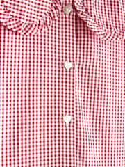 Czerwony - Urocza, warstwowa, szkolna sukienka z kołnierzykiem Gingham, duża zawartość bawełny (3–14 lat) - Image 7 of 7