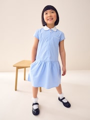 Bleu - Peignoir d’école Vichy en coton zippé sur le devant (3- ans14 ) - Image 1 of 7