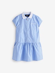 Bleu - Peignoir d’école Vichy en coton zippé sur le devant (3- ans14 ) - Image 5 of 7