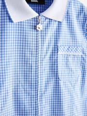 Bleu - Peignoir d’école Vichy en coton zippé sur le devant (3- ans14 ) - Image 7 of 7
