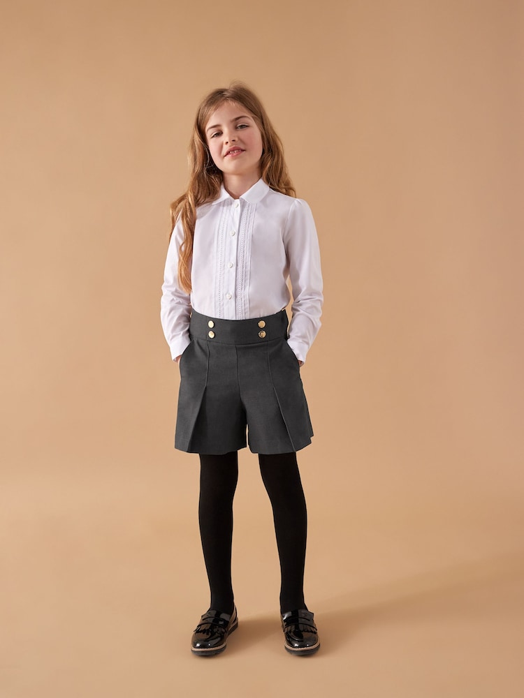 Grey High Waisted School Shorts (3-16yrs) - Image 1 of 5
