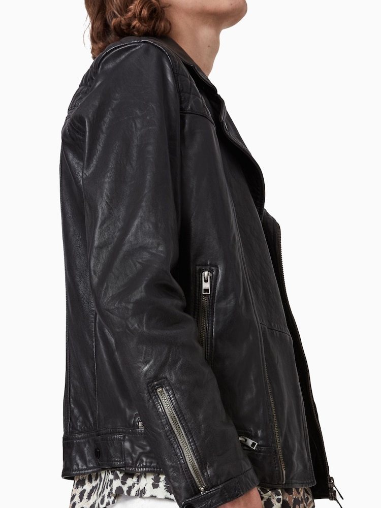 Allsaints Conroy Leather Biker Jachetă - Image 4 of 7