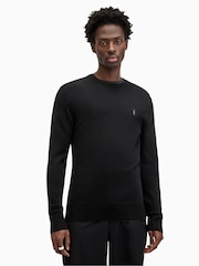 AllSaints Black Mode Merino Crew Jumper - Image 1 of 7