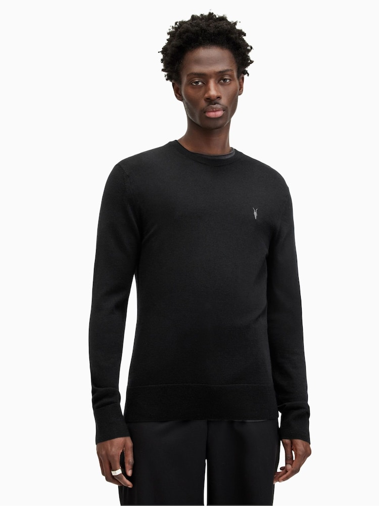 AllSaints Black Mode Merino Crew Jumper - Image 1 of 7