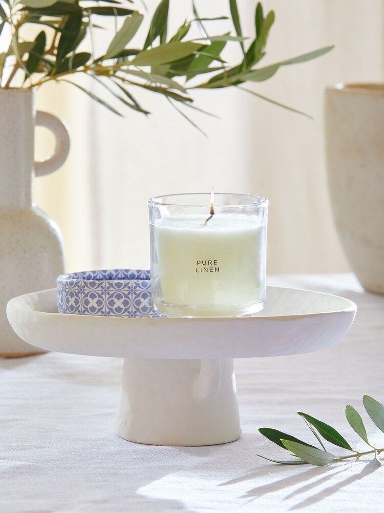 Blue Linen Lidded Jar Single Wick Scented Candle - Image 1 of 1