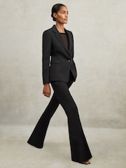 Reiss Black Haisley Wool-Blend Tailored Flared Suit Trousers - Image 1 of 6