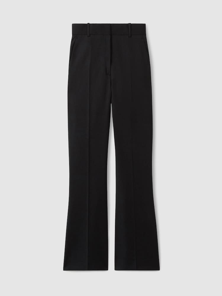 Reiss Black Haisley Wool-Blend Tailored Flared Suit Trousers - Image 2 of 6
